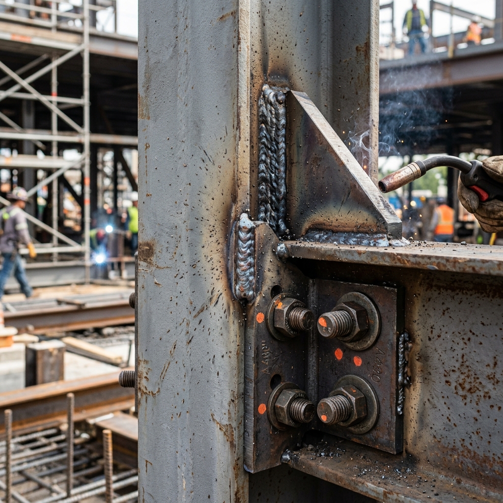 Çelik kolon-kiriş bağlantı detayı